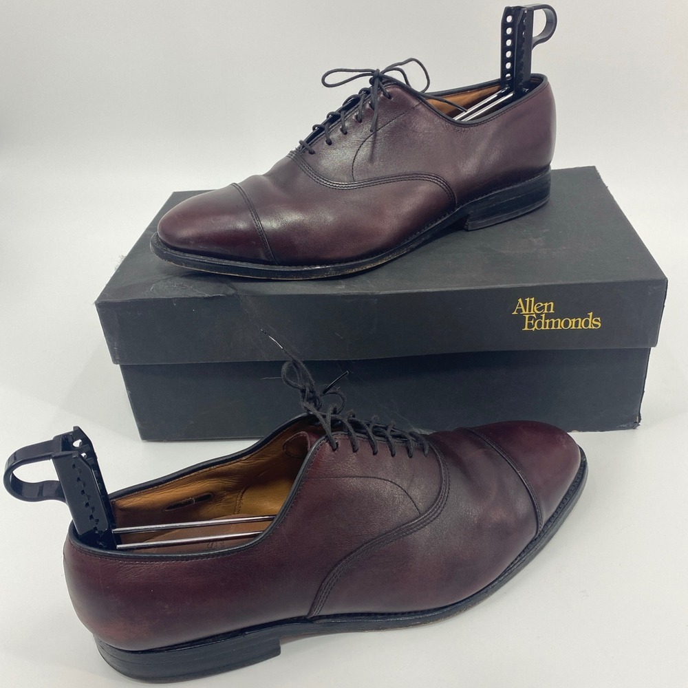 Allen Edmonds Park Avenue Mens 9.5 Burgundy Leather Cap Toe Oxford Shoes 5875
